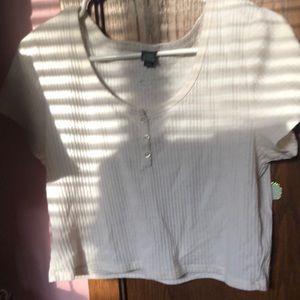 Cream short sleeve blouse